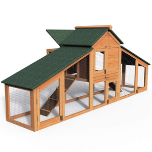 VOUNOT Chicken Coop and Run, Wooden Hen House with Nest Box 210 x 85 x 48cm.