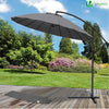VOUNOT 3m Cantilever Shanghai Parasol, Banana Garden Patio Umbrella with Crank Handle for Outdoor Sun Shade, Grey.