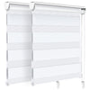 VOUNOT Set of 2 Zebra Roller Blind Double Fabric, Day and Night Translucent or Blackout Vision Curtains, White, 90 x 150 cm