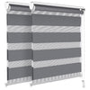 VOUNOT Set of 2 Zebra Roller Blind Double Fabric, Day and Night Translucent or Blackout Vision Curtains, Grey, 90 x 150 cm