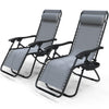 VOUNOT Set of 2 Zero Gravity Chairs, Garden Sun Loungers with Cup and Phone Holder, Grey.
