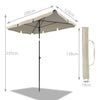 VOUNOT Garden Parasol, Tilt Balcony Umbrella, Sun Shade for Outdoor, Garden, Balcony, Patio, Beach, 2 x 1.25m, with Cover,Beige.