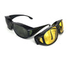 VOUNOT Anti Glare Glasses for Night and Day Driving, Set of 2, Black frame.