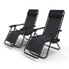 VOUNOT Set of 2 Zero Gravity Chairs, Garden Sun Loungers with Cup and Phone Holder, Black.