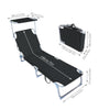VOUNOT Set of 2 Folding Sun Loungers with Adjustable Backrest & Sunshade, Load 110 kg, Black.