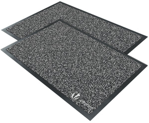 VOUNOT 2pcs Dirt Trapper Front Door Mat for Indoor Outdoor, Grey-Black, 40x60cm.