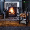 VOUNOT Firewood Log Rack with 4pcs Fireplace Tools, Metal Log Store Indoor, Black, 38 x 33 x 75 cm - VOUNOTUK