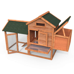 VOUNOT Wooden Chicken Coop for Outdoors, Large Rabbit Hutch, 152 x 62 x 92 cm - VOUNOTUK