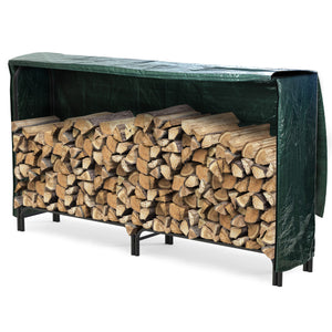 VOUNOT Firewood Log Rack with Cover, Metal Log Store Outdoor, 200 x 36 x 116 cm.