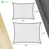 VOUNOT HDPE Sun Shade Sail Rectangle with Fixing Kits, 3x5m, Ivory.